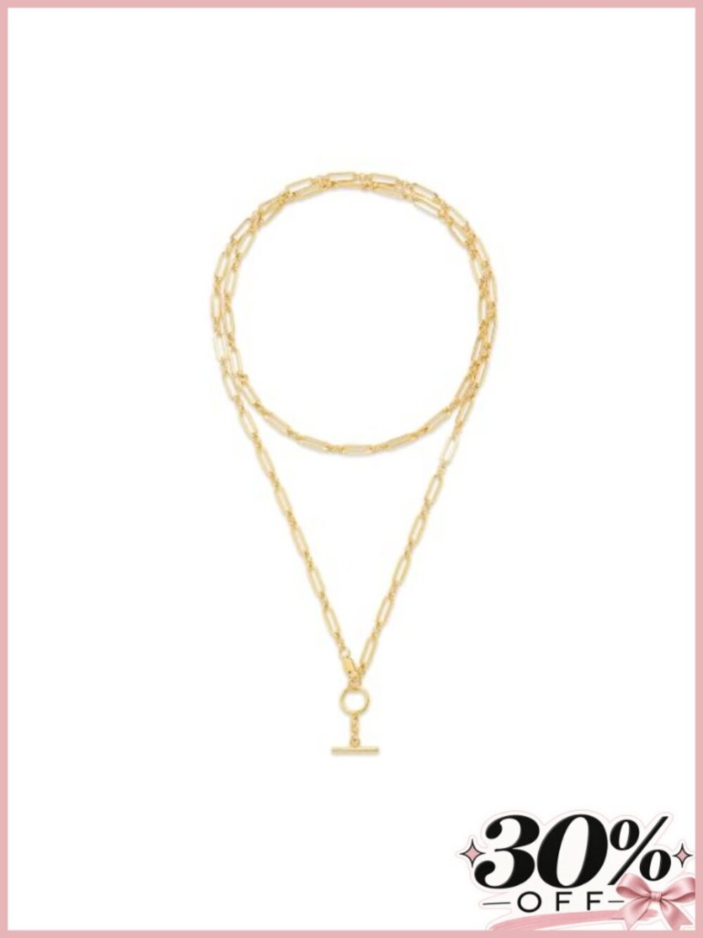 14K Gold Plated Lariat Necklace Women Layered Paperclip Y Chain Adjustable